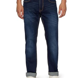 Peter England Men's Tapered Fit Mid Rise Classic Tape Stretchable Twill Jeans